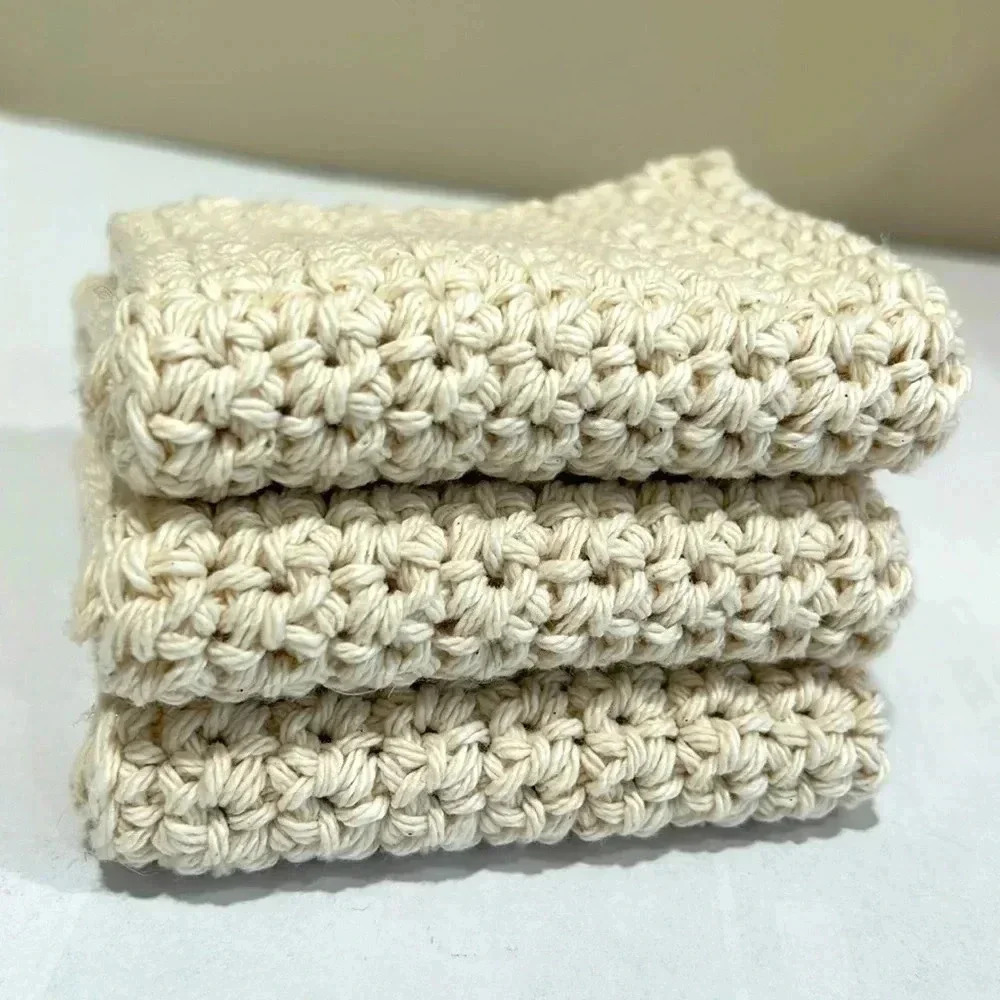 100% Cotton Handmade Washcloths - Set of 3